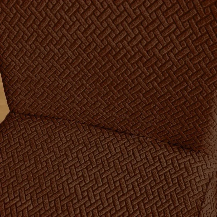 Velvet Strip Design Fitted Dinning Chair Covers Brown