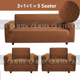 STRIPE JACQUARD SOFA COVER BROWN