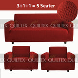 STRIPE JACQUARD SOFA COVER MAROON