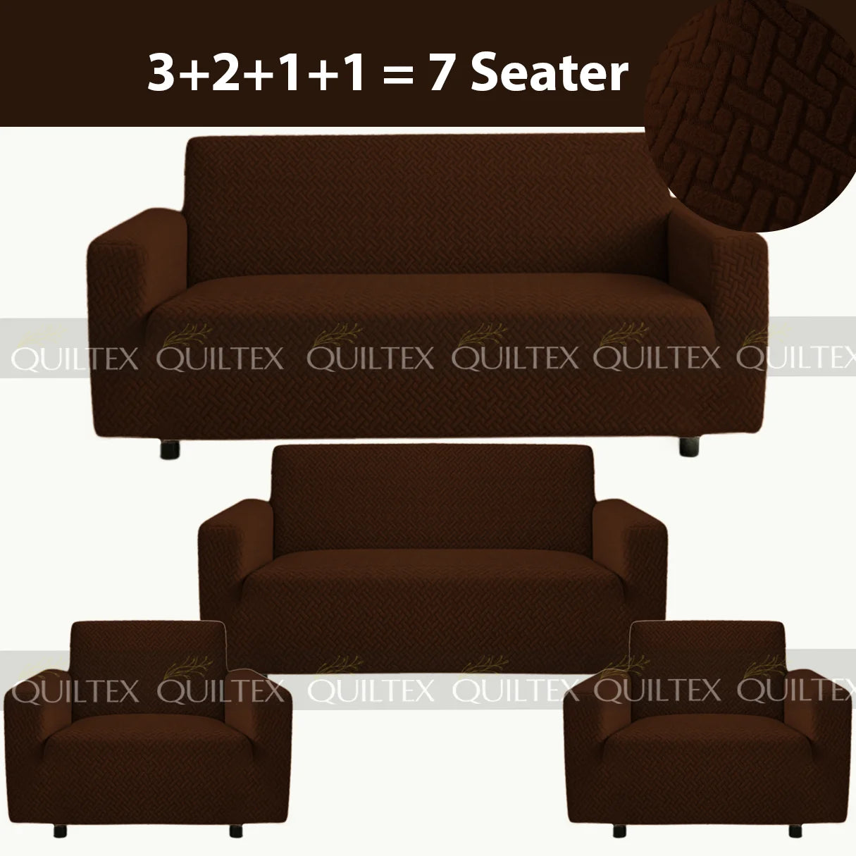 STRIPE JACQUARD SOFA COVER BROWN