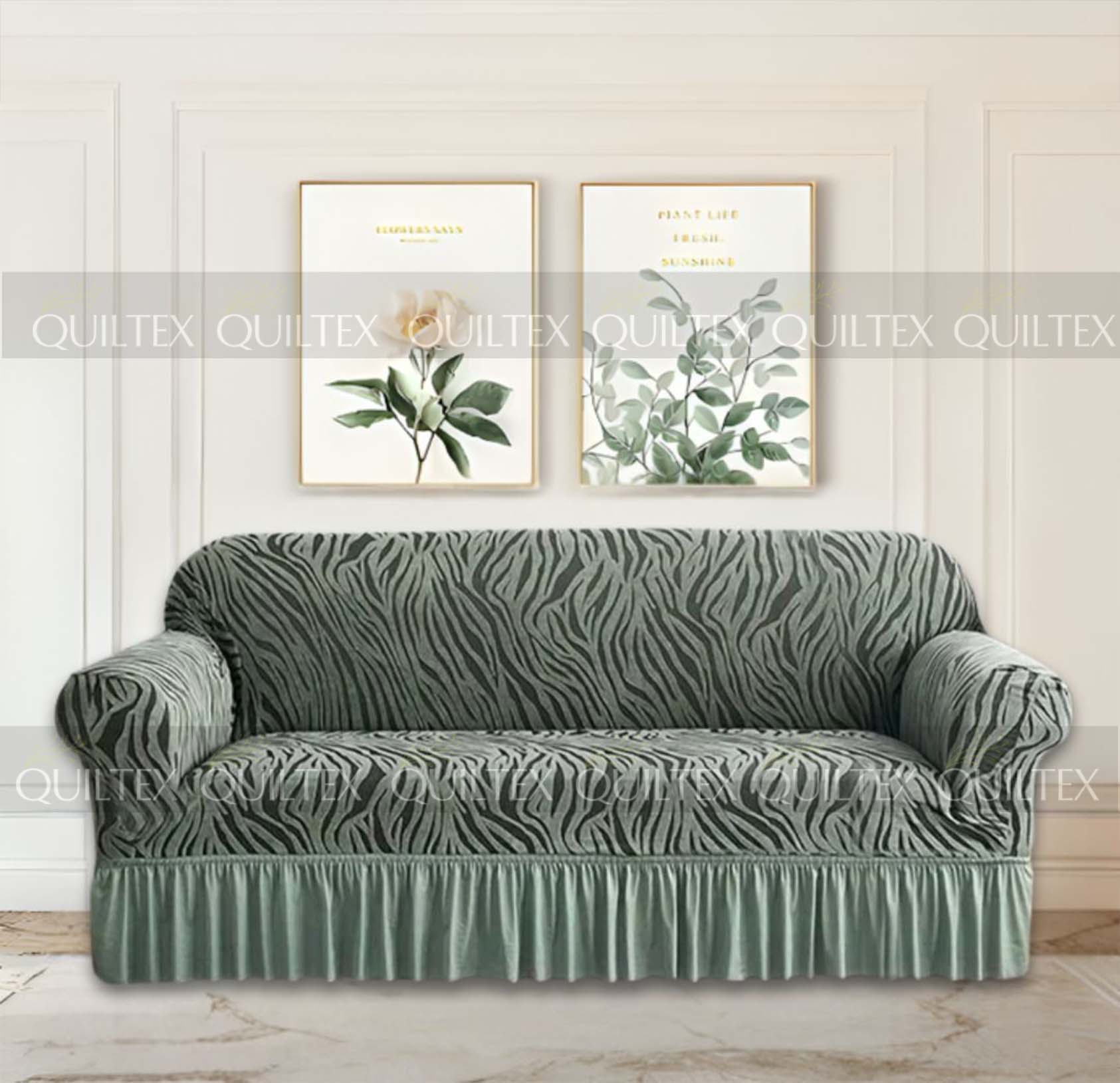 Zebra  Sofa Covers ( Coral Green) Zebra  Sofa Covers ( Coral Green)