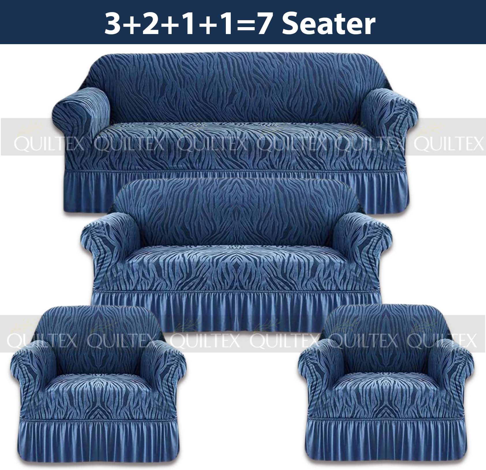 Zebra  Sofa Covers ( Blue ) Zebra  Sofa Covers ( Blue )