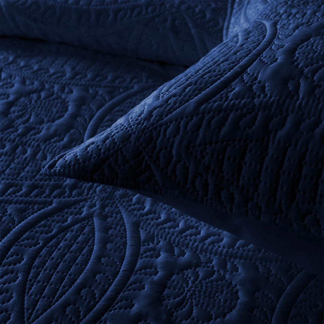 3 PCS Lapis Blue Bedspread Set