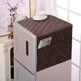 Dustproof Quilted Refrigerator Cover With Side Pockets