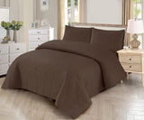 3 PCS Bedspread Set Dark Brown