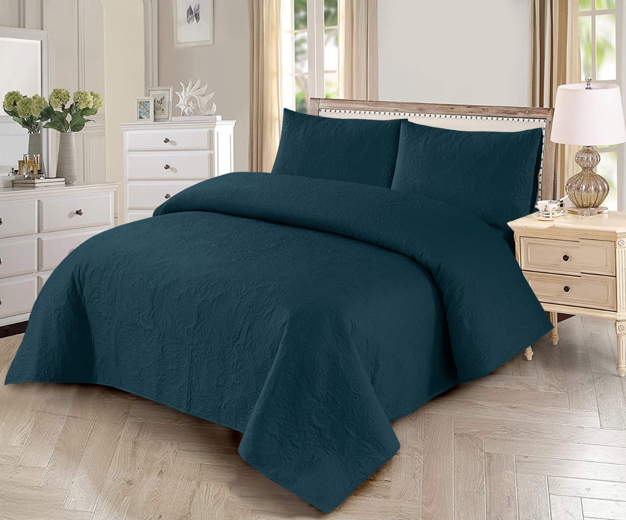 3 PCS Bedspread Set Nile Blue
