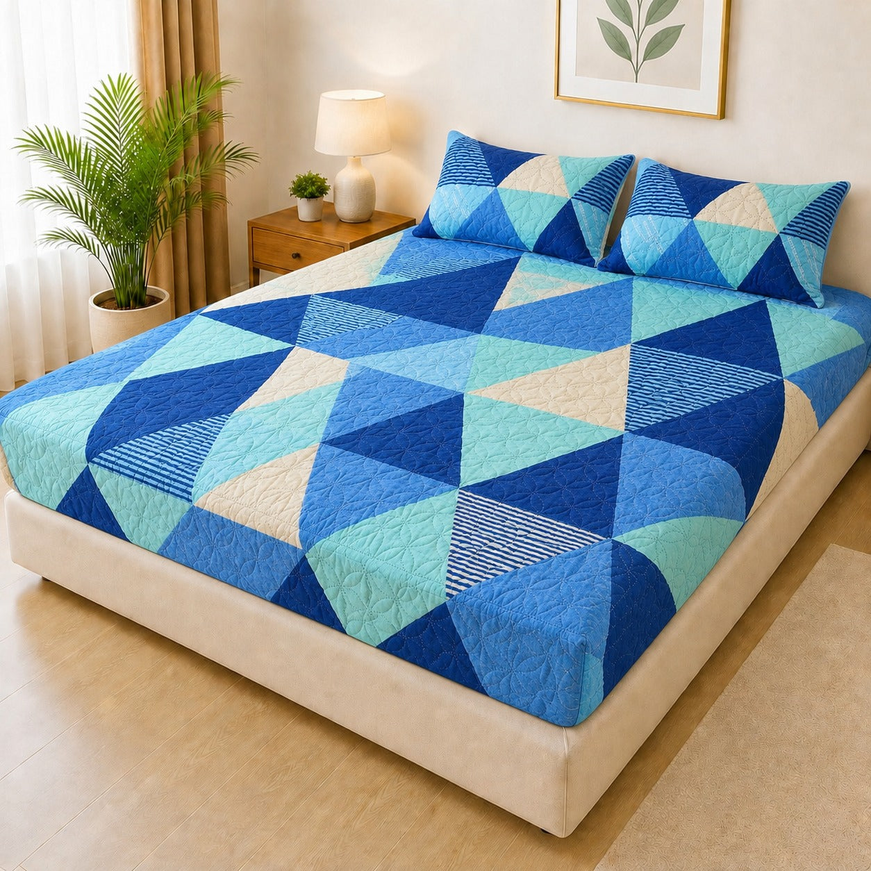 Printed 3 Piece's Quilted Bedsheets Set (100% Waterproof) New Arrivals! Luxury Bedsheet Q-002