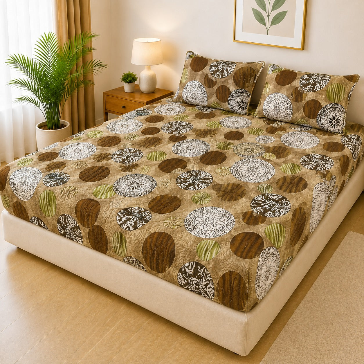 Printed 3 Piece's Quilted Bedsheets Set (100% Waterproof) New Arrivals! Luxury Bedsheet Q-003