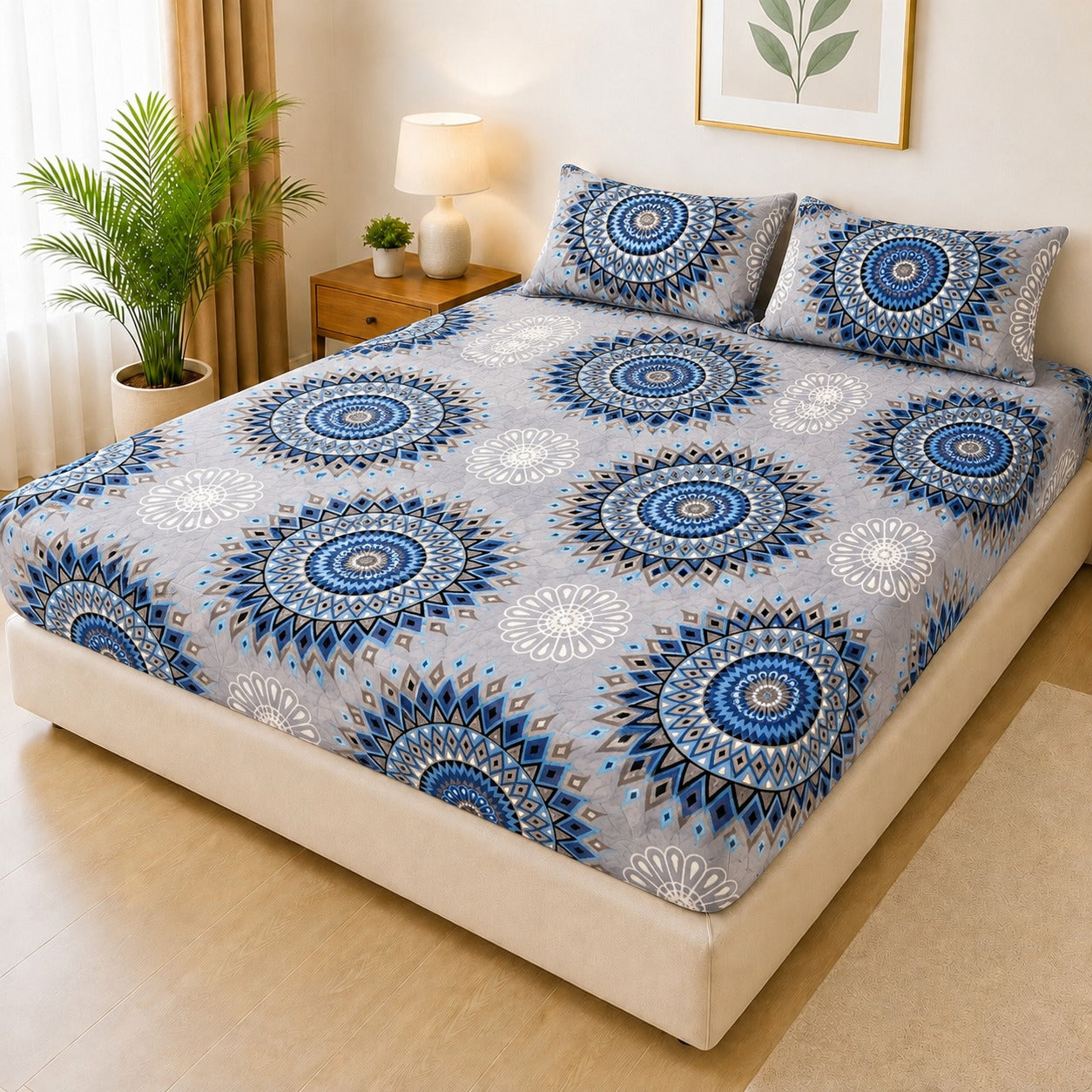 Printed 3 Piece's Quilted Bedsheets Set (100% Waterproof) New Arrivals! Luxury Bedsheet Q-010)