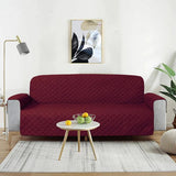 Cotton Quilted Sofa Cover ﹙ Maroon ﹚