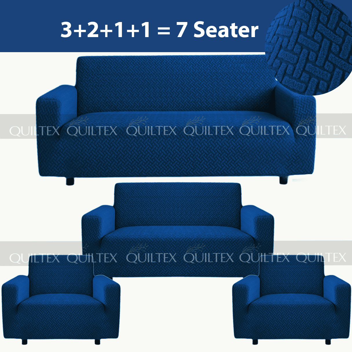 STRIPE JACQUARD SOFA COVER BLUE