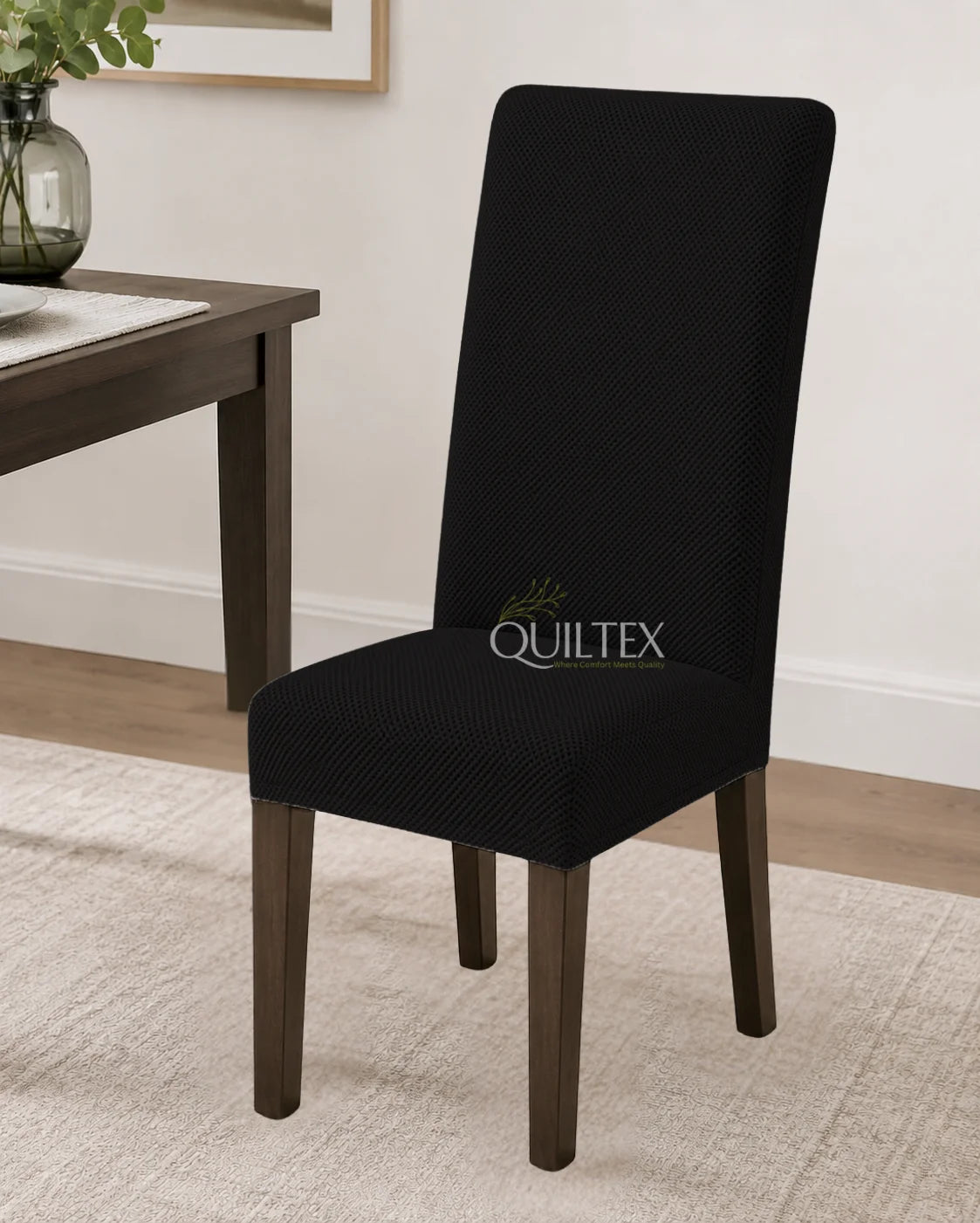 Mesh Fitted Dinning Chair Covers Black