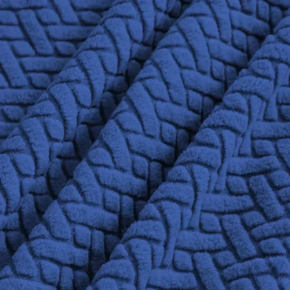 Velvet Strip Design Fitted Dinning Chair Covers  Blue