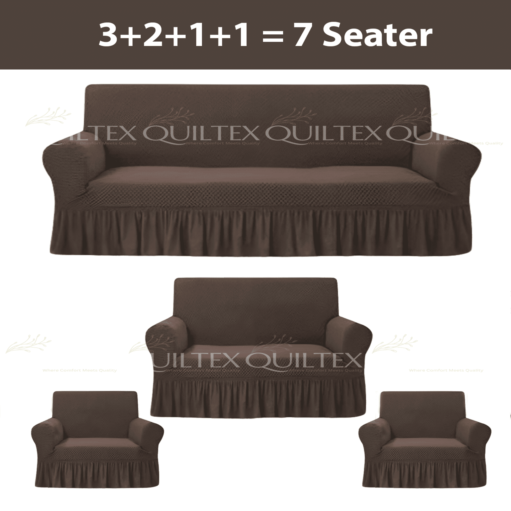 Turkish Style Sofa Covers  Dark Brown