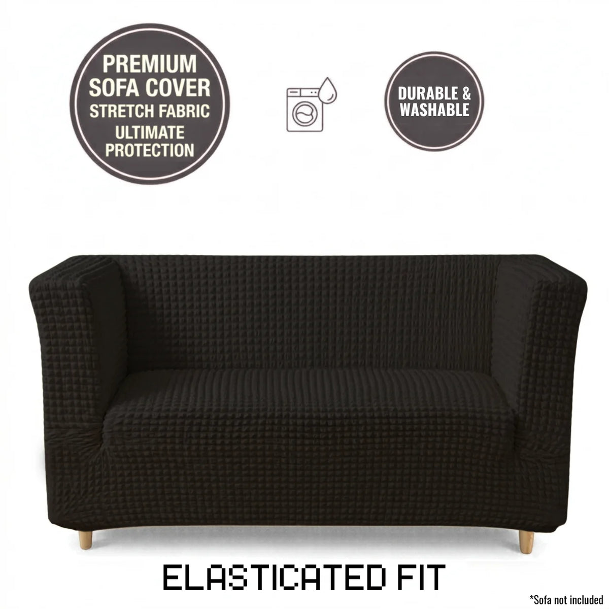 High-Arm Sofa Slipcover Black