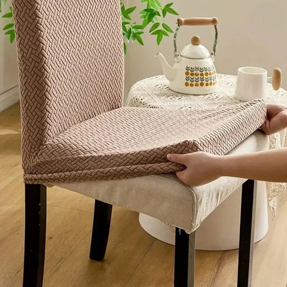 Velvet Strip Design Fitted Dinning Chair Covers Skin