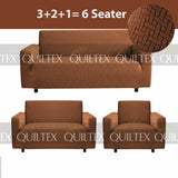 STRIPE JACQUARD SOFA COVER BROWN