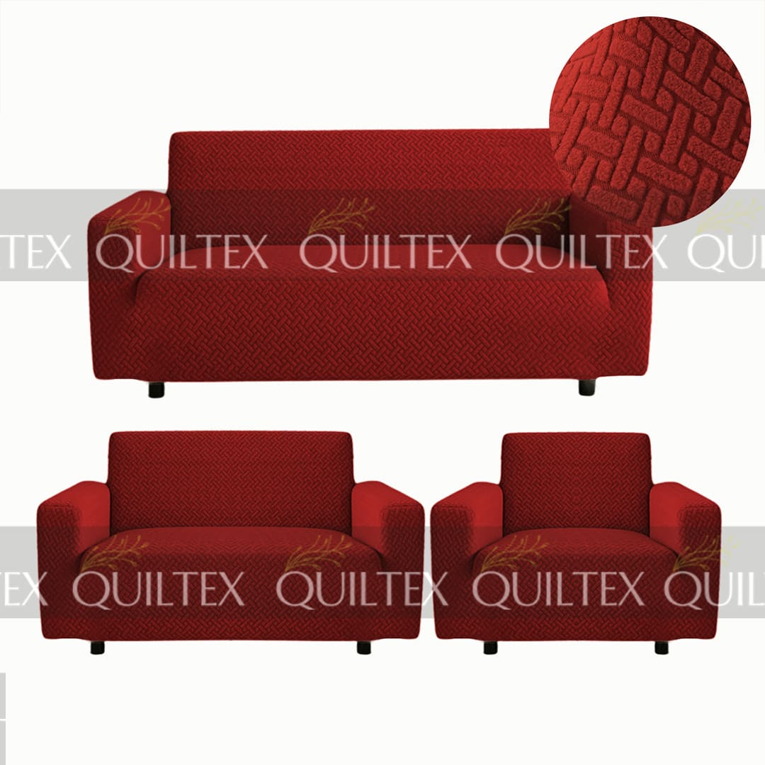 STRIPE JACQUARD SOFA COVER MAROON