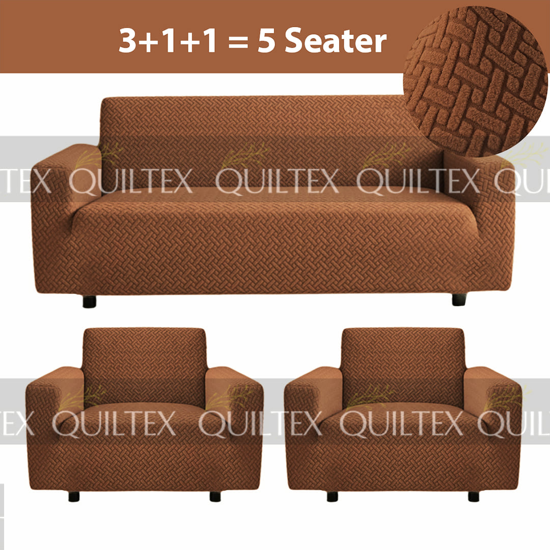 STRIPE JACQUARD SOFA COVER BROWN