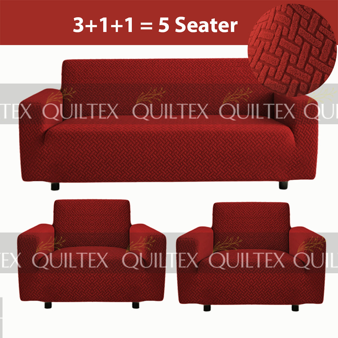 STRIPE JACQUARD SOFA COVER MAROON