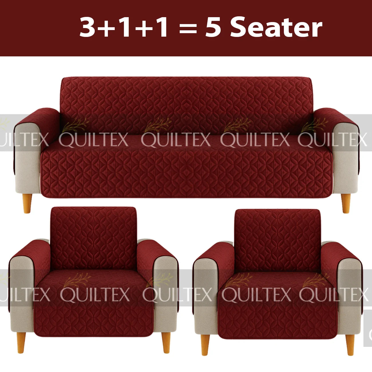 Ultrasonic Sofa Cover  (Maroon)