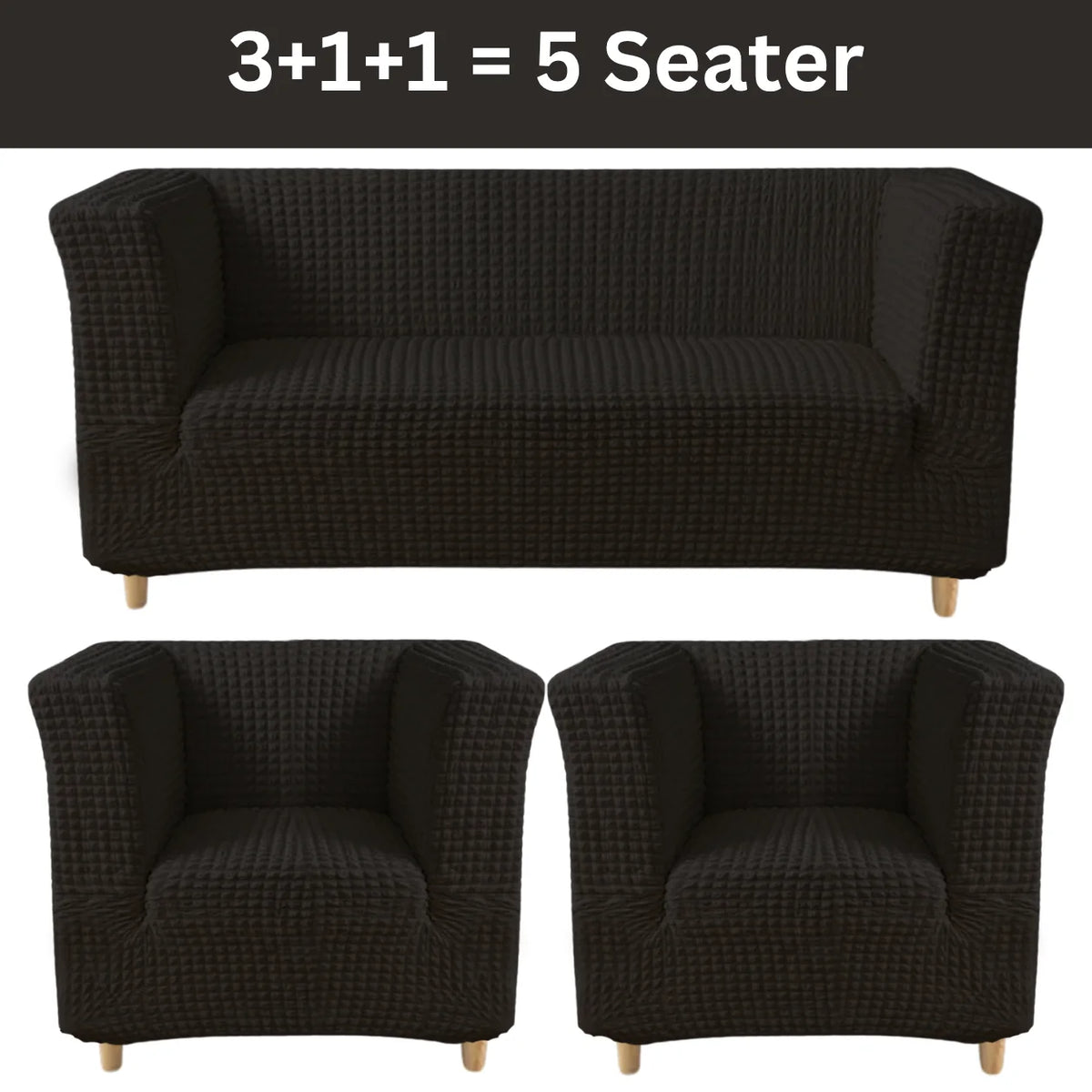High-Arm Sofa Slipcover Black