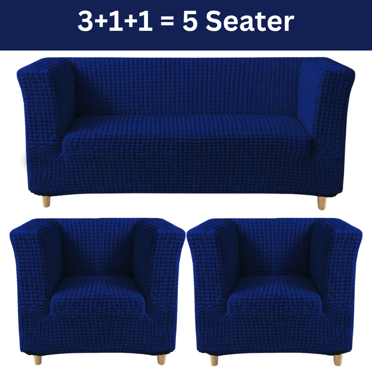 High-Arm Sofa Slipcover Blue