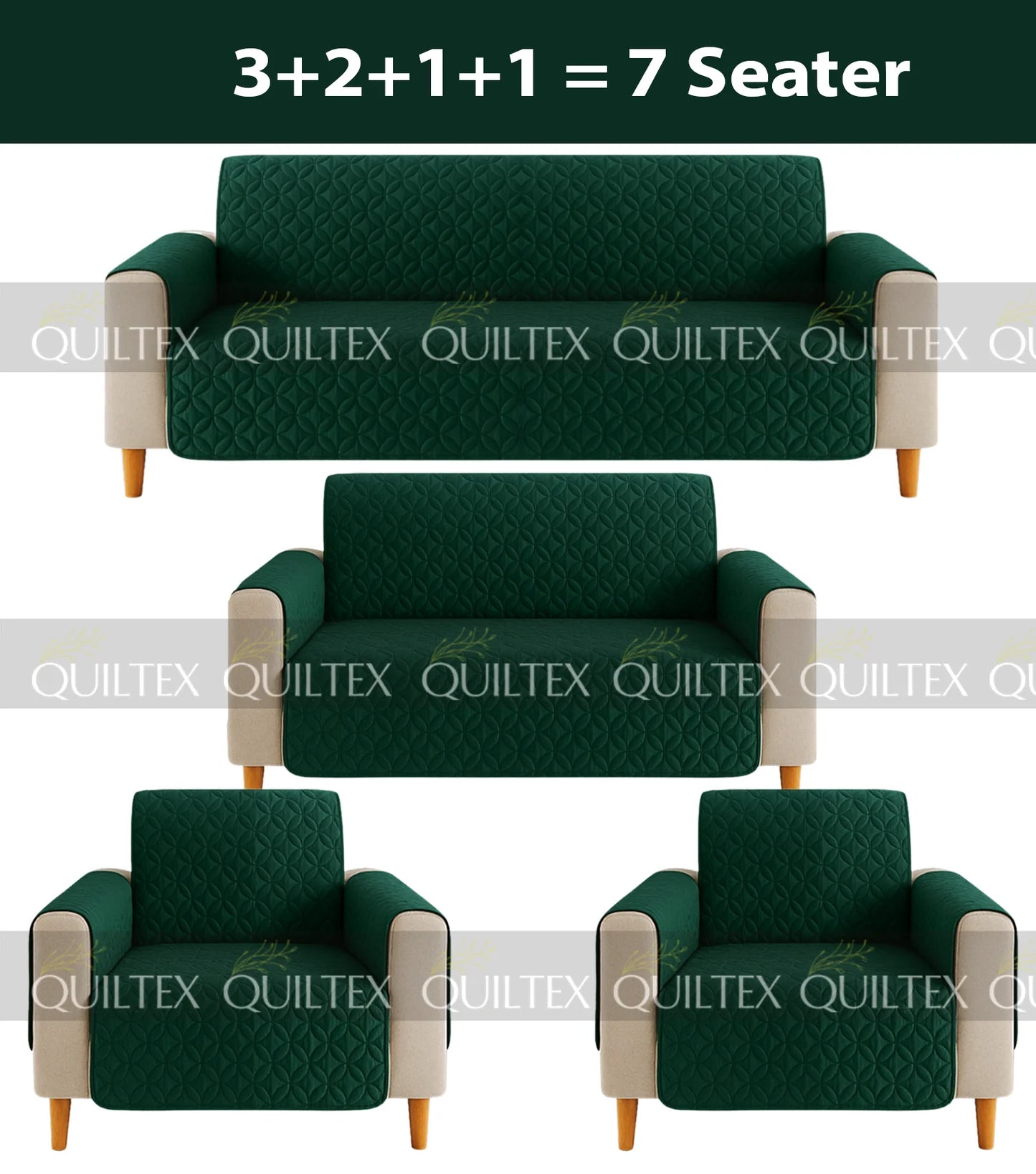 Ultrasonic Sofa Cover  (GREEN )