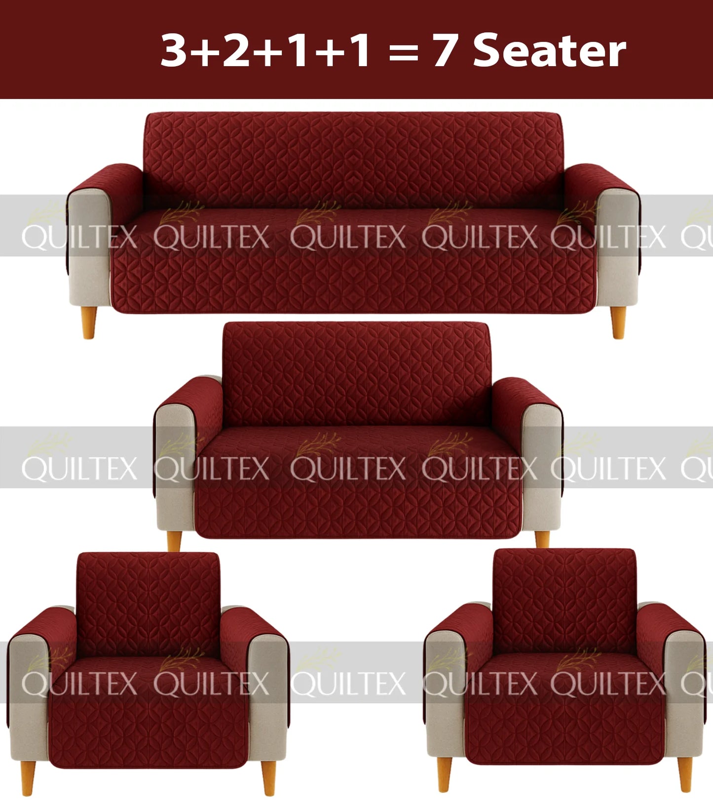 Ultrasonic Sofa Cover  (Maroon)