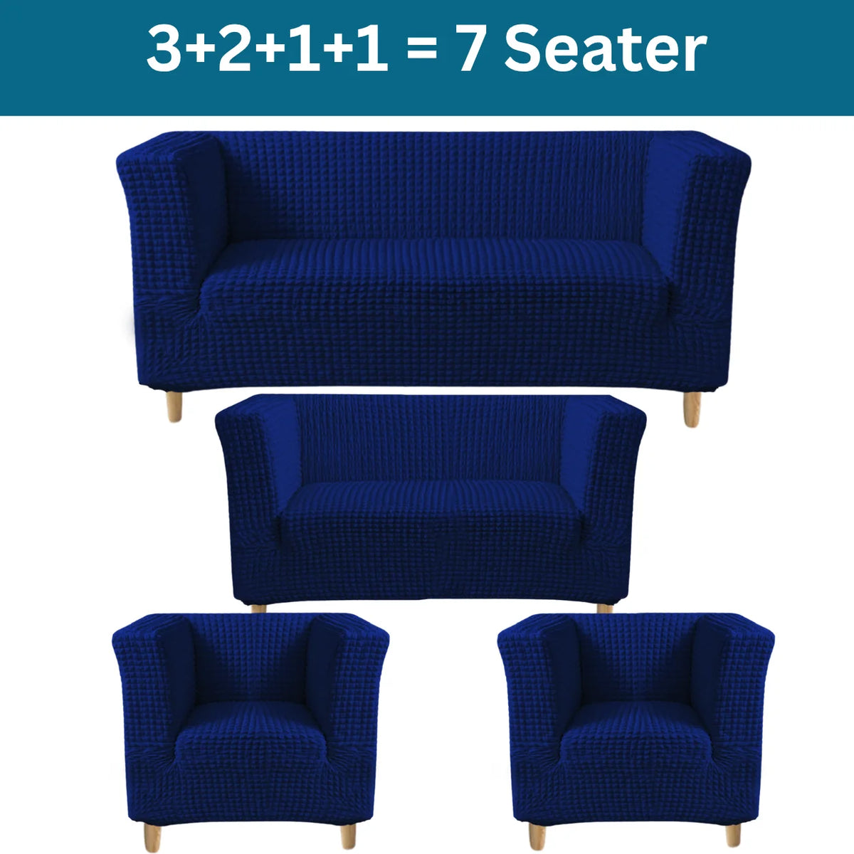 High-Arm Sofa Slipcover Blue