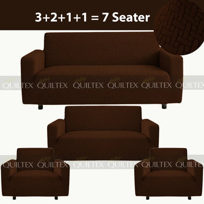 STRIPE JACQUARD SOFA COVER BROWN