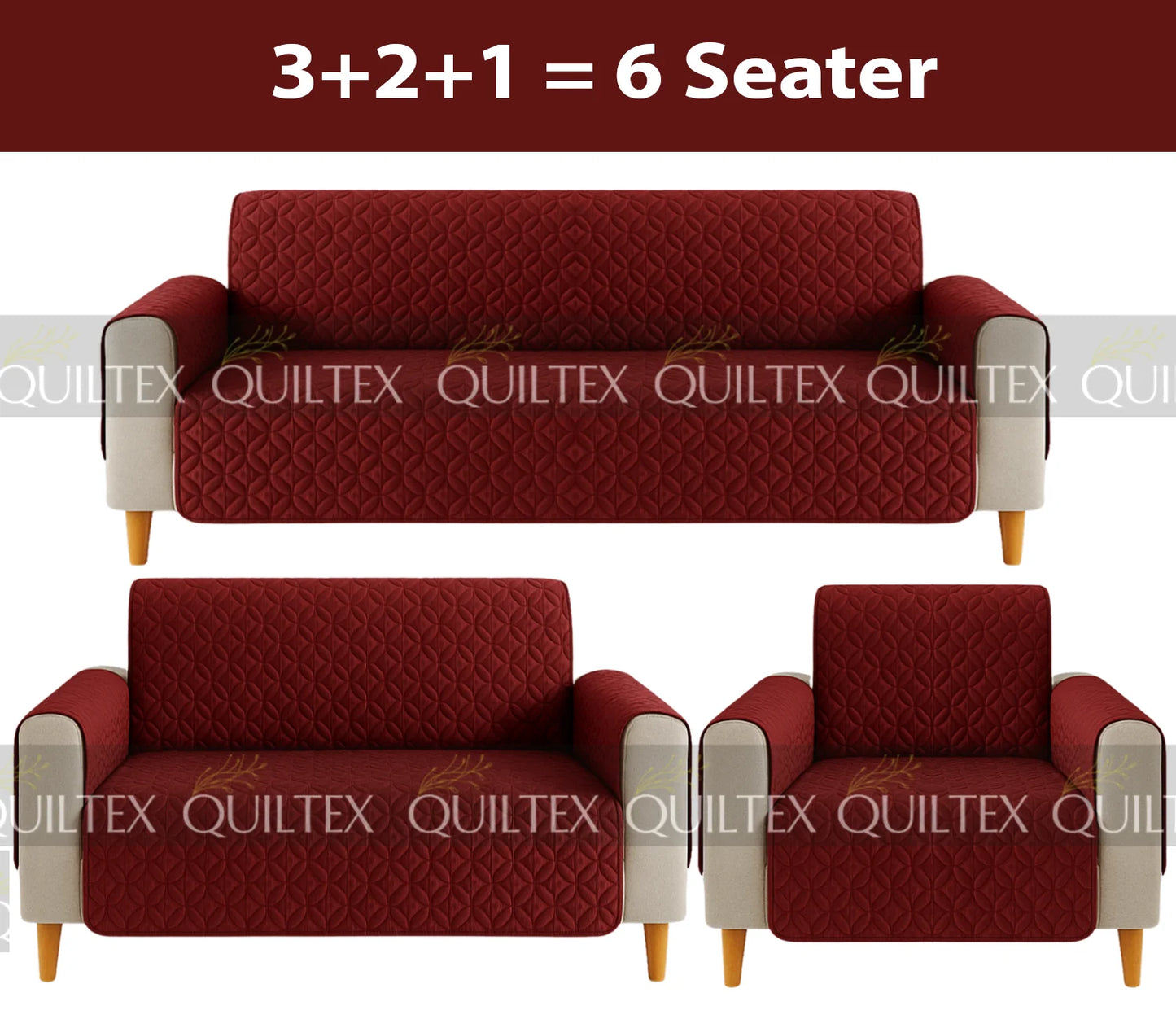Ultrasonic Sofa Cover  (Maroon)
