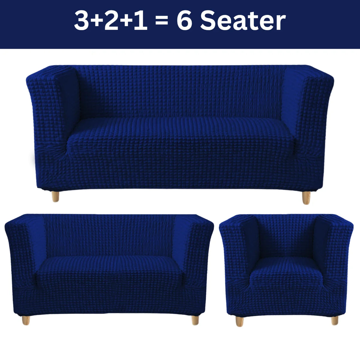 High-Arm Sofa Slipcover Blue