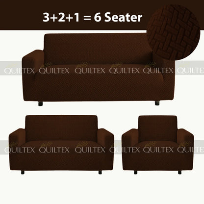 STRIPE JACQUARD SOFA COVER BROWN