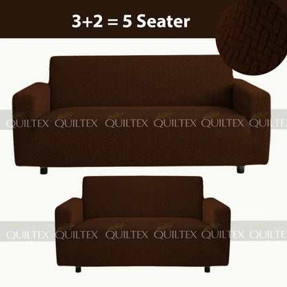 STRIPE JACQUARD SOFA COVER BROWN