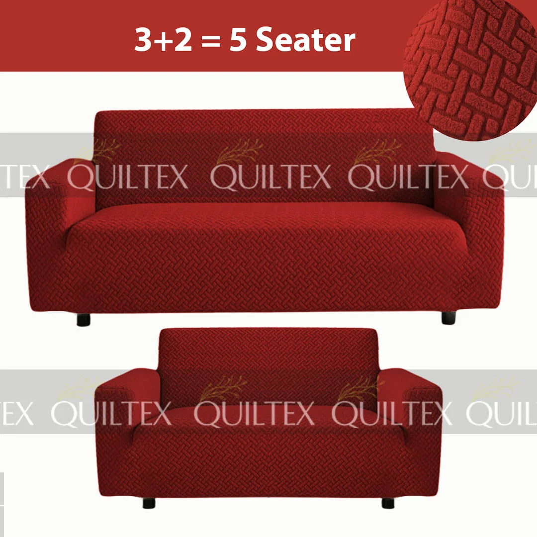 STRIPE JACQUARD SOFA COVER MAROON