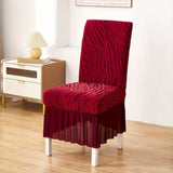 Wave Pattern Velvet Dinning Chair Covers Grey Maroon