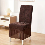 Wave Pattern Velvet Dinning Chair Covers Coffee Brown