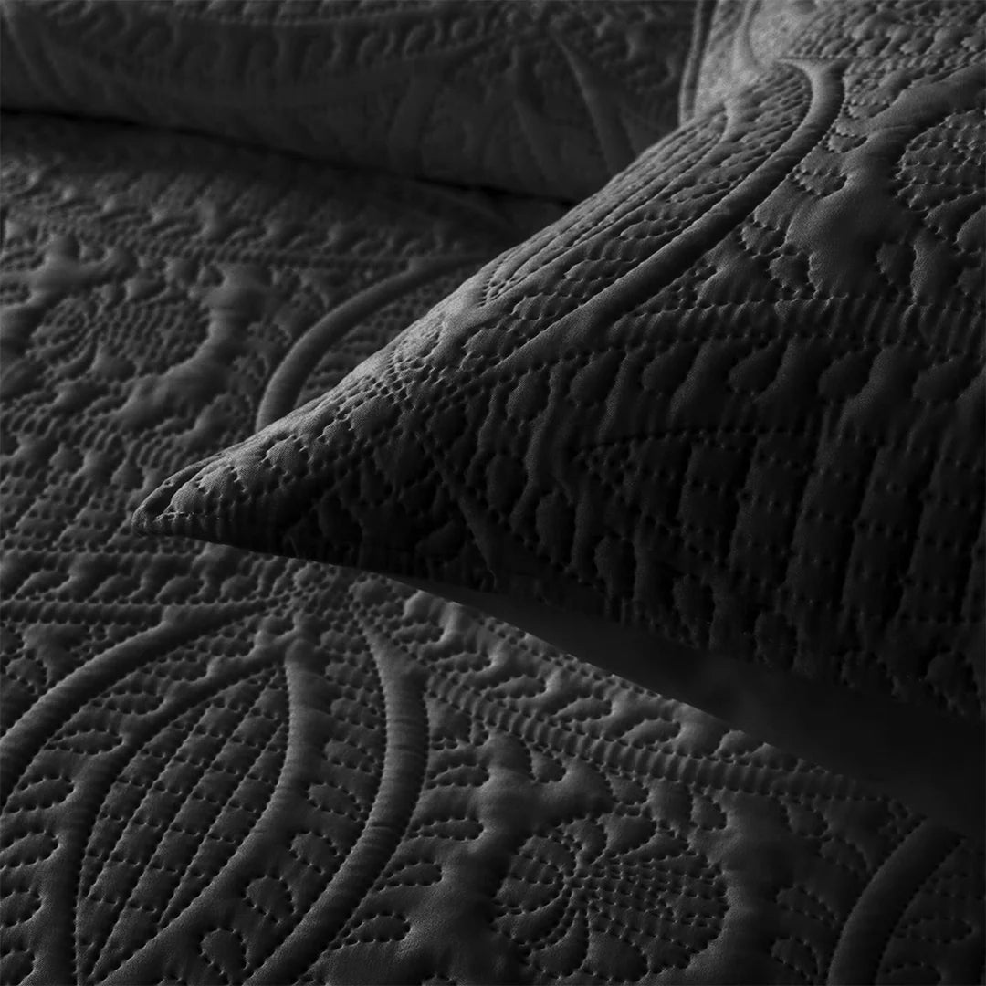 3 PCS Bedspread Set Black