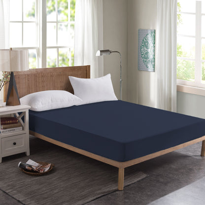 Terry Cotton Waterproof Mattress Protector Blue  Color Fitted Style