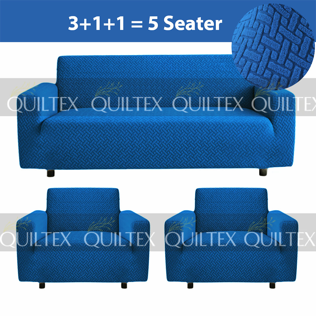 STRIPE JACQUARD SOFA COVER BLUE