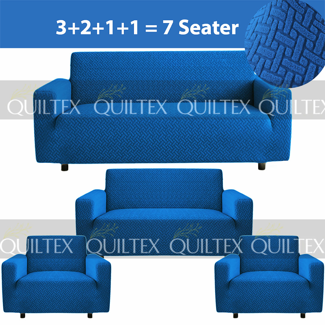 STRIPE JACQUARD SOFA COVER BLUE