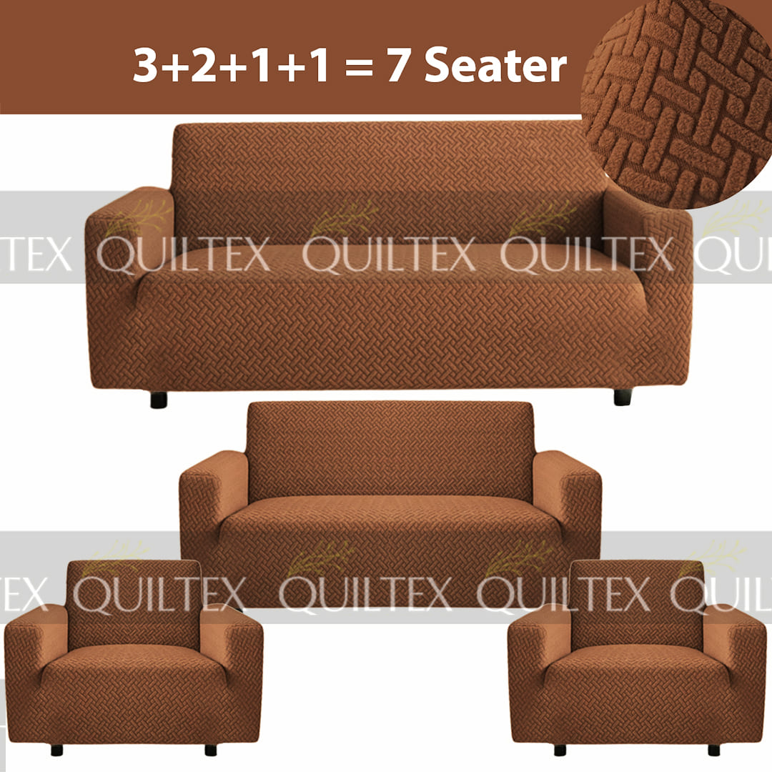 STRIPE JACQUARD SOFA COVER BROWN