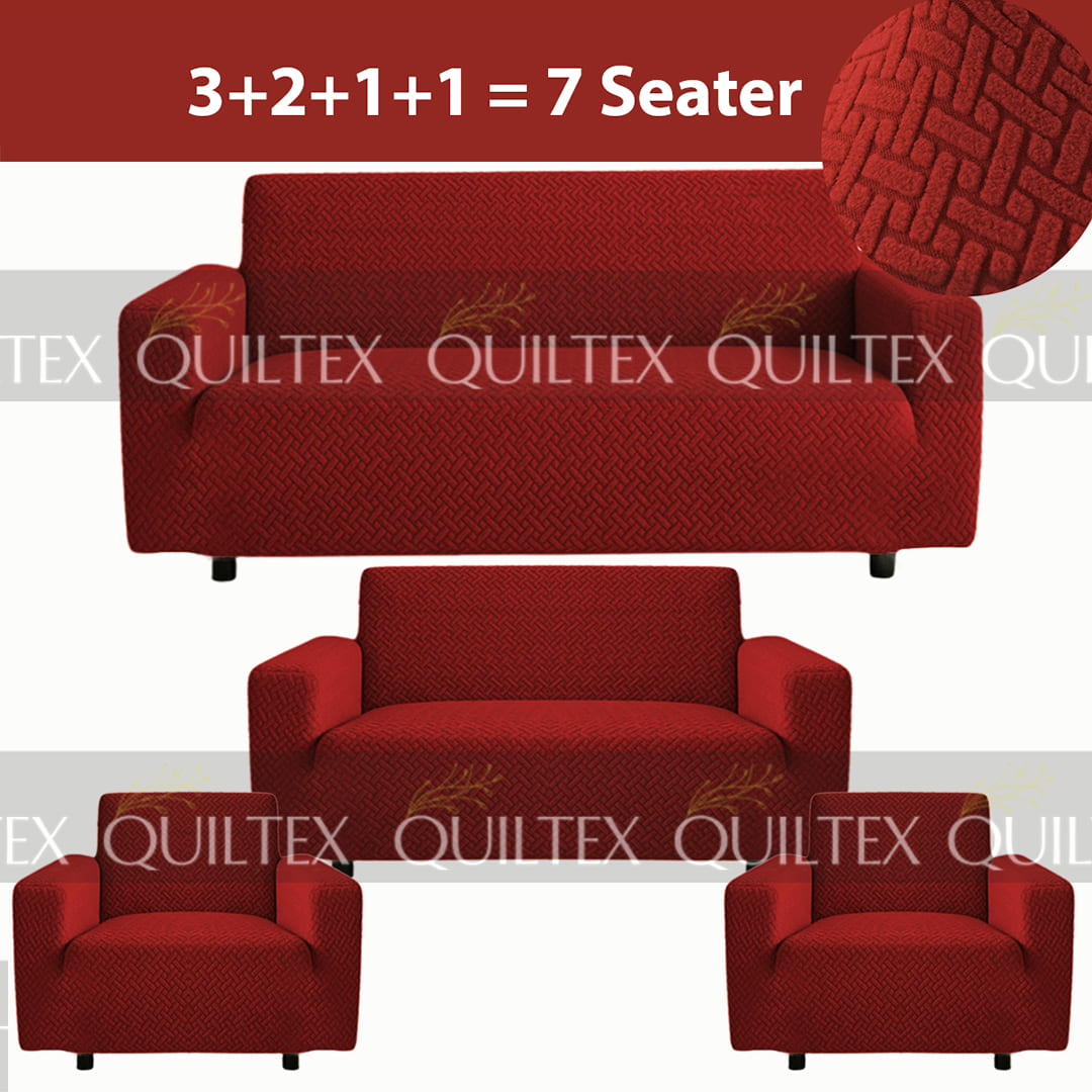 STRIPE JACQUARD SOFA COVER MAROON