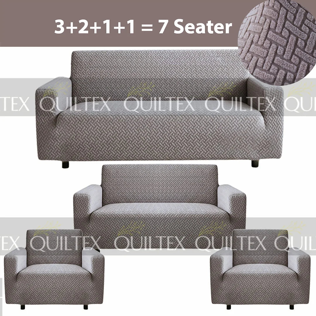 STRIPE JACQUARD SOFA COVER GREY