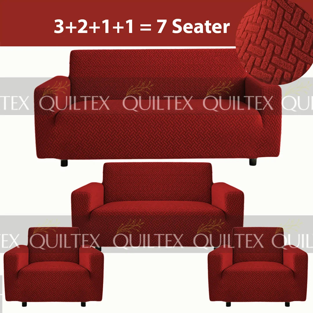 STRIPE JACQUARD SOFA COVER MAROON