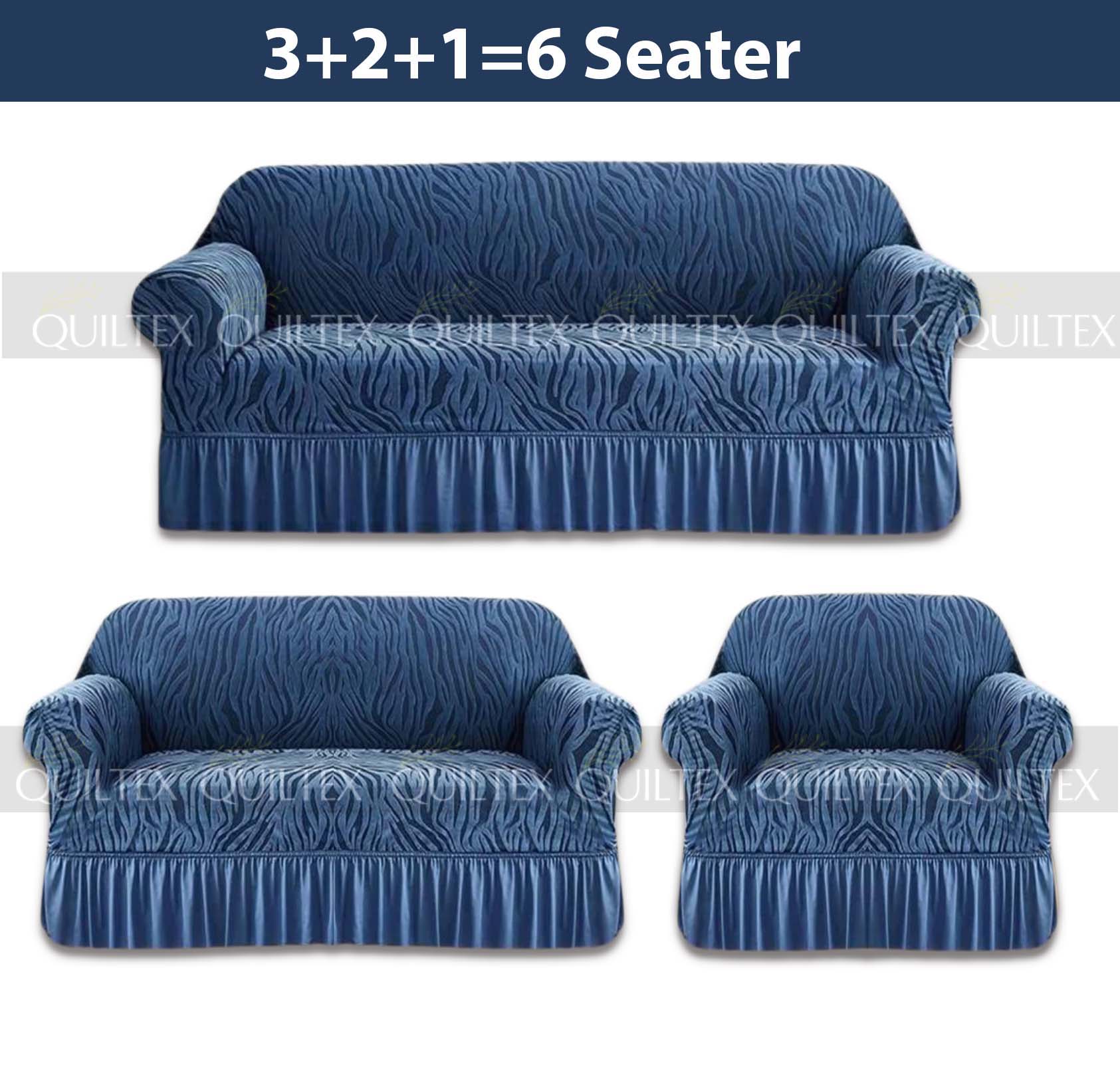 Zebra  Sofa Covers ( Blue )