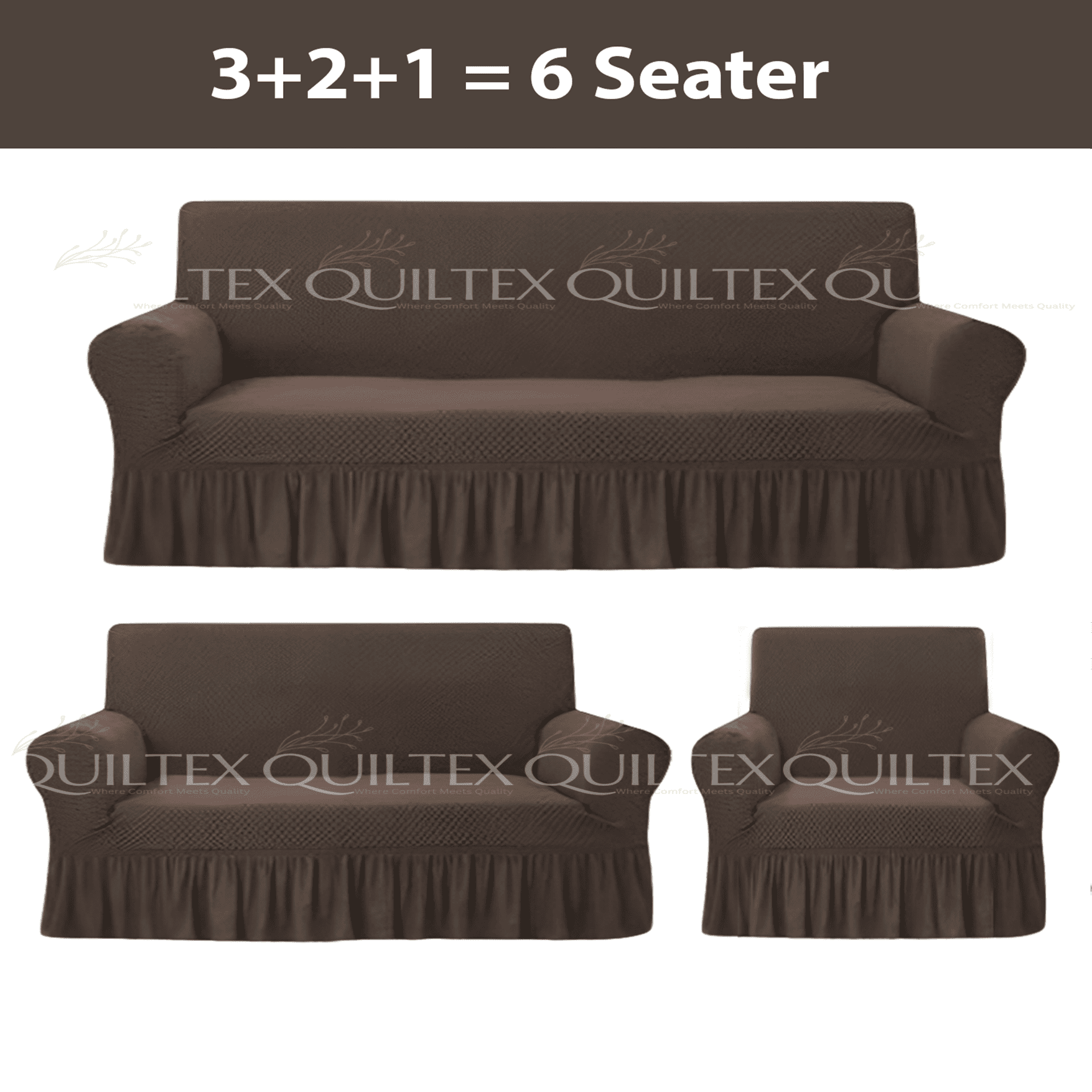 Turkish Style Sofa Covers  Dark Brown