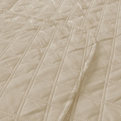 OFF-WHITE QUILTED BEDSPREAD SET (check)