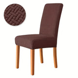 Velvet Strip Design Fitted Dinning Chair Covers  Brown